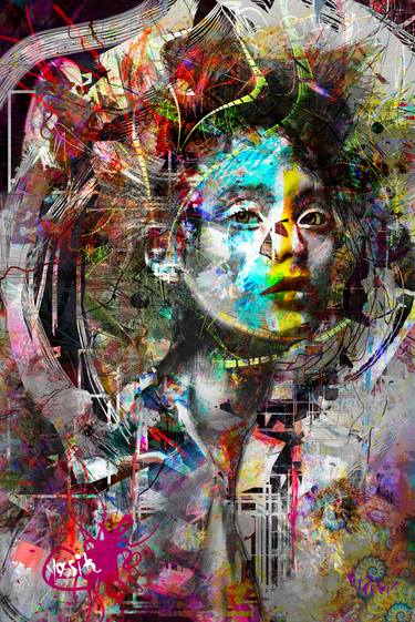 Original Abstract Expressionism Portrait Mixed Media by yossi kotler