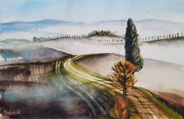 Original Illustration Landscape Paintings by yossi kotler