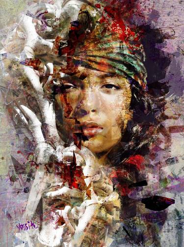 Print of Abstract Portrait Mixed Media by yossi kotler