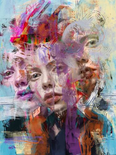 Print of Abstract Portrait Mixed Media by yossi kotler