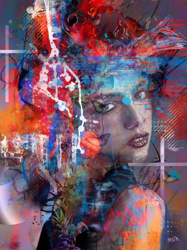 Original Portrait Mixed Media by yossi kotler