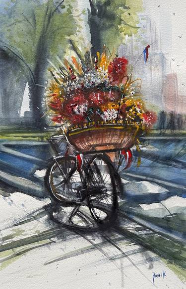 Print of Figurative Bicycle Paintings by yossi kotler