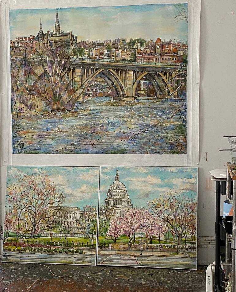 Original Impressionism Architecture Painting by Joanna Tyka