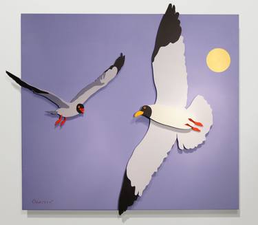 Two seagulls 3D wall art thumb