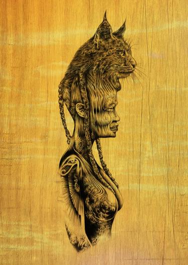 Original Contemporary Classical Mythology Mixed Media by Simon Davis