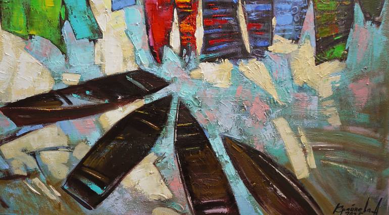 Original Abstract Expressionism Landscape Painting by Anastasiia Kraineva