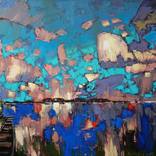 Mirror of water, boats in the clouds by Anastasiia Kraineva