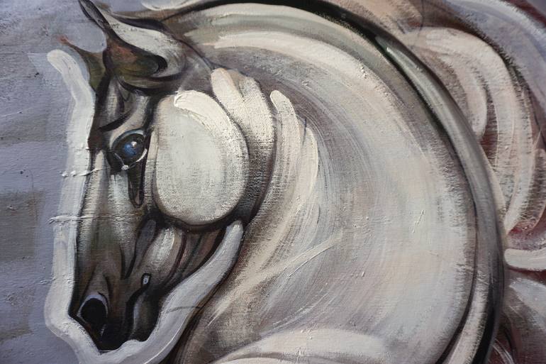 Original Abstract Expressionism Horse Painting by Anastasiia Kraineva