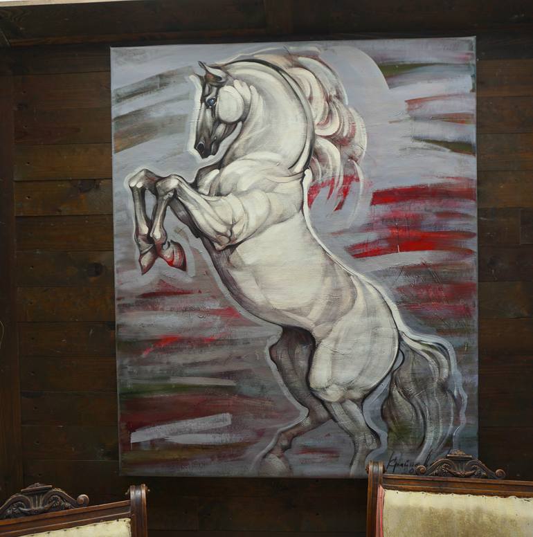 Original Abstract Expressionism Horse Painting by Anastasiia Kraineva