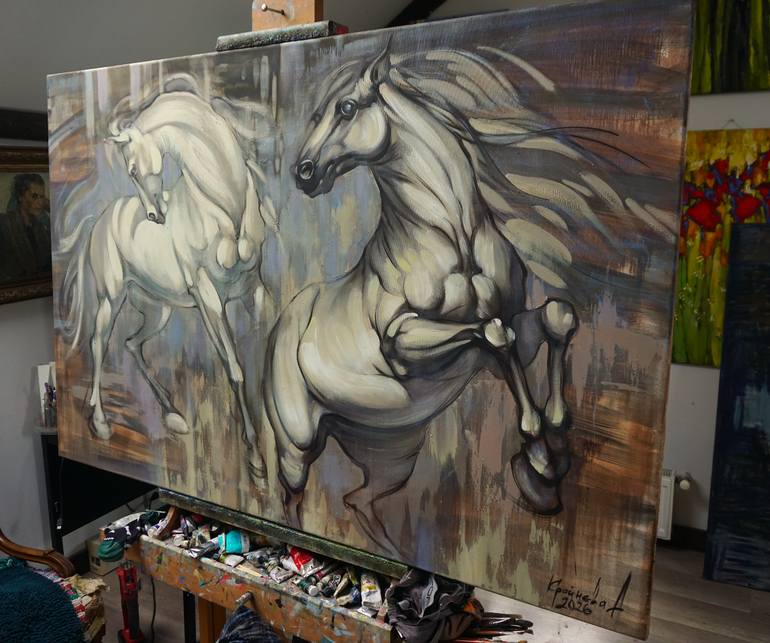 Original Expressionism Horse Painting by Anastasiia Kraineva