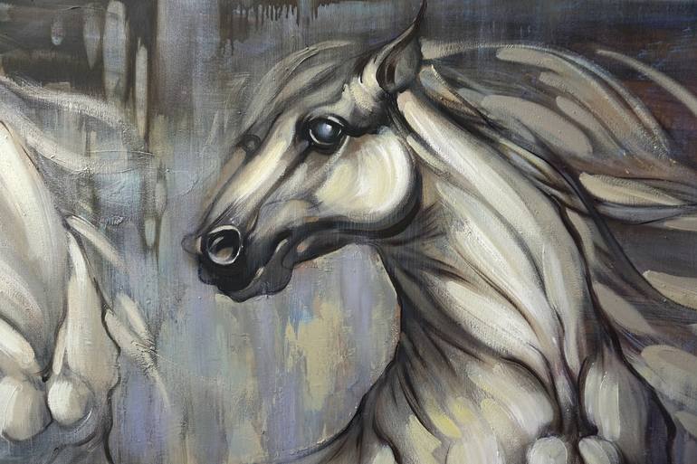 Original Expressionism Horse Painting by Anastasiia Kraineva