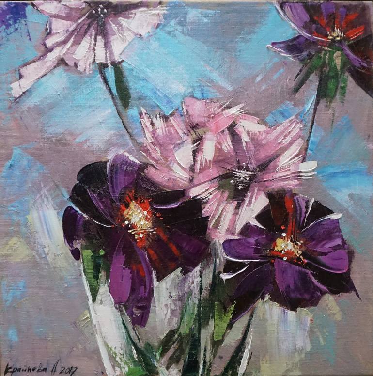 Original Abstract Expressionism Floral Painting by Anastasiia Kraineva