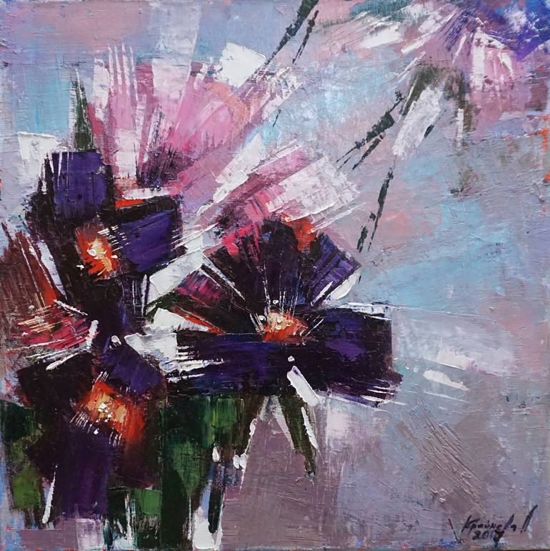 Original Abstract Expressionism Floral Painting by Anastasiia Kraineva