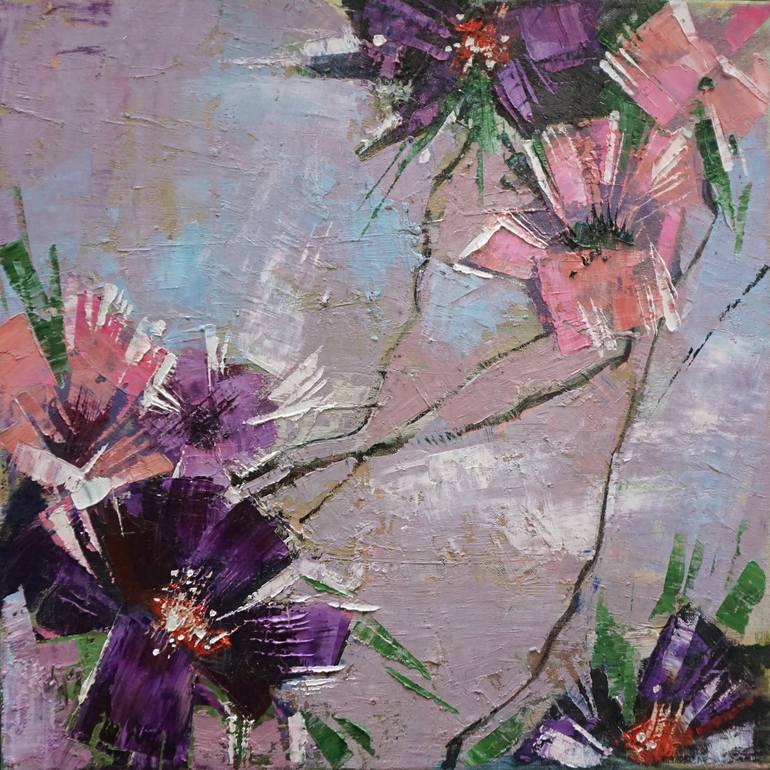 Original Abstract Expressionism Floral Painting by Anastasiia Kraineva