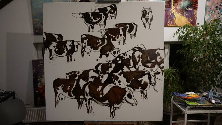 Original Cows Painting by Anastasiia Kraineva