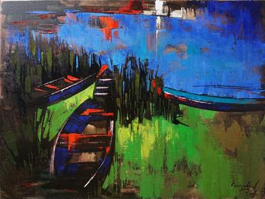 Print of Abstract Expressionism Boat Paintings by Anastasiia Kraineva