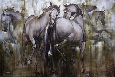 Print of Impressionism Horse Paintings by Anastasiia Kraineva