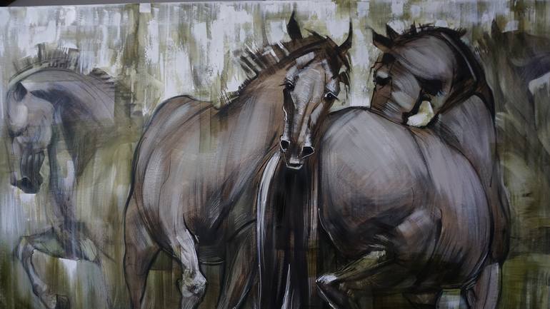Original Impressionism Horse Painting by Anastasiia Kraineva
