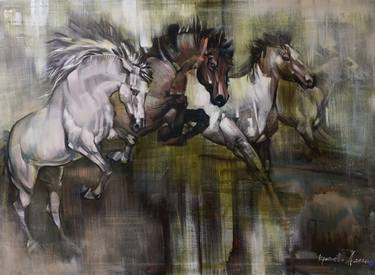 Original Impressionism Horse Paintings by Anastasiia Kraineva