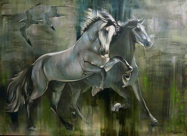 Print of Realism Horse Paintings by Anastasiia Kraineva