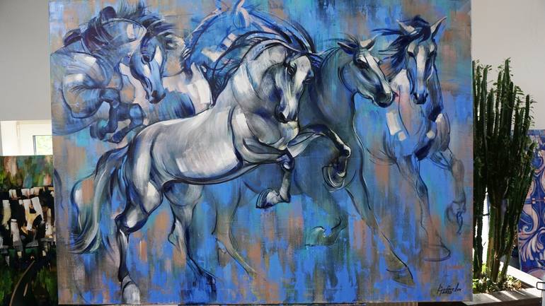 Original Impressionism Horse Painting by Anastasiia Kraineva
