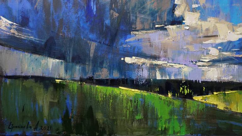 Original Abstract Expressionism Landscape Painting by Anastasiia Kraineva