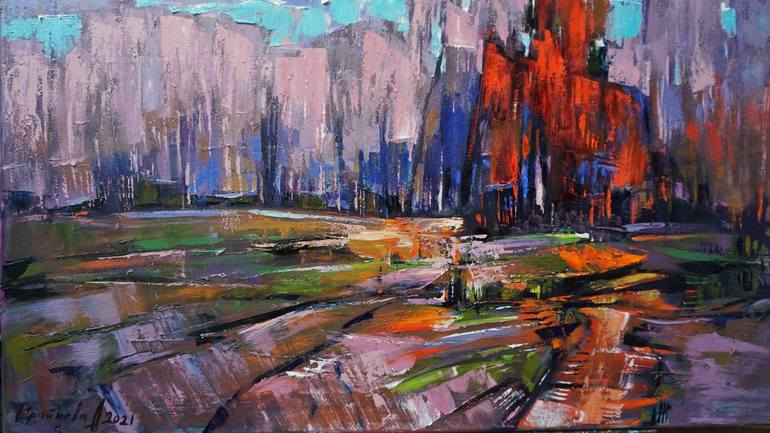 Original Abstract Expressionism Landscape Painting by Anastasiia Kraineva