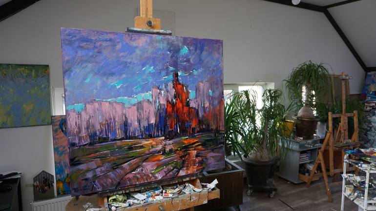 Original Abstract Expressionism Landscape Painting by Anastasiia Kraineva