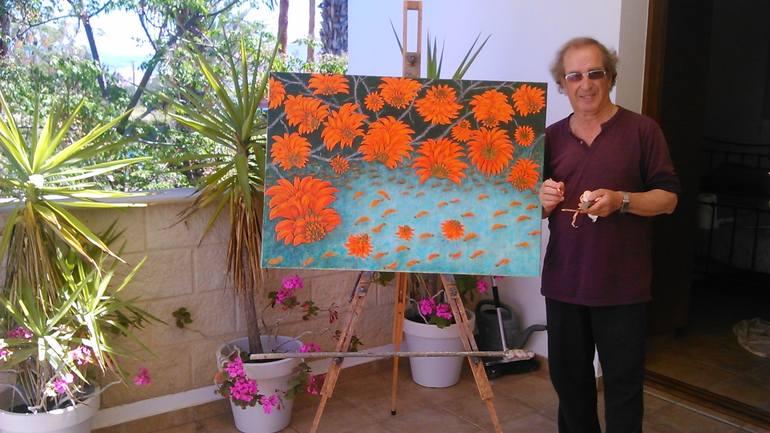 Original Expressionism Floral Painting by Andreas C Chrysafis