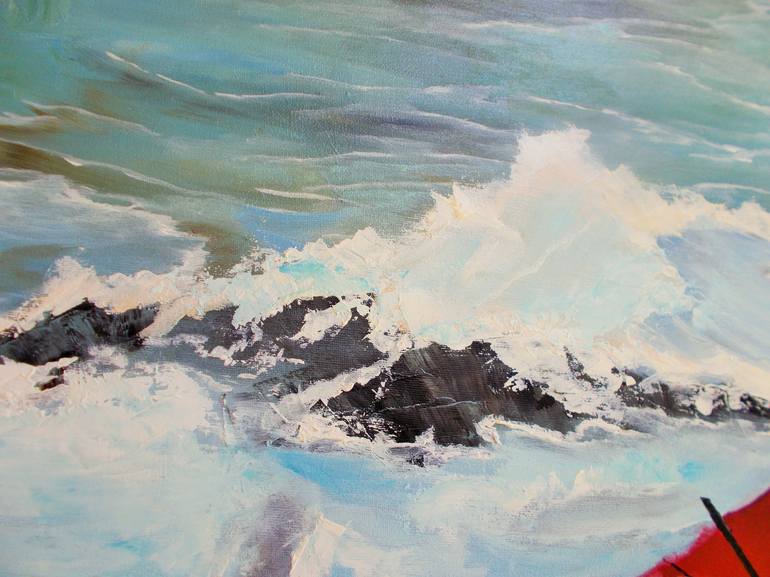 Original Abstract Expressionism Seascape Painting by Vivi Karakatsani