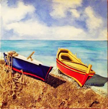 Print of Seascape Paintings by Vivi Karakatsani