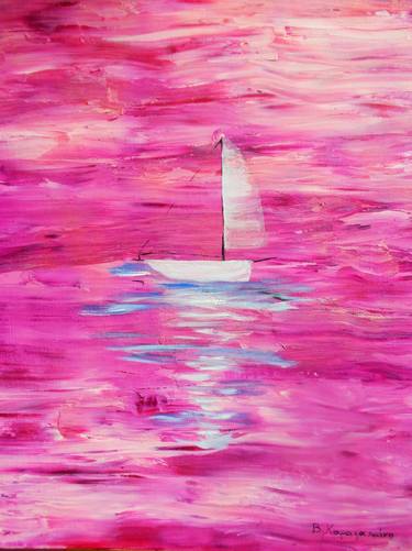 Original Abstract Sailboat Paintings by Vivi Karakatsani