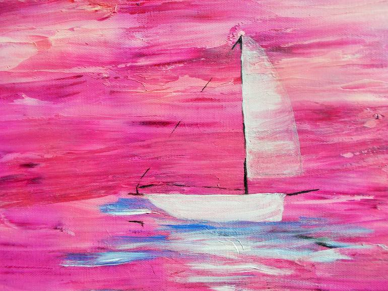 Original Abstract Sailboat Painting by Vivi Karakatsani