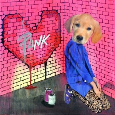 Original Pop Art Dogs Collage by Veronica Plaza