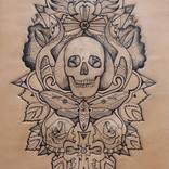 Skull & Moth Tattooed leather art by Punctured Artefact