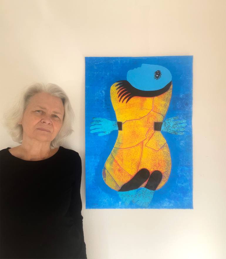 Original Contemporary Nude Mixed Media by Jolanta Johnsson