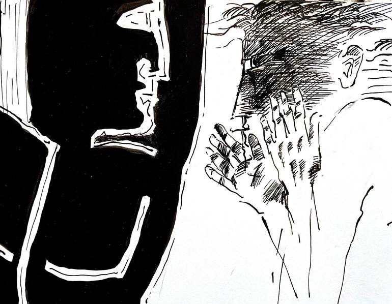 Original Contemporary Love Drawing by Jolanta Johnsson
