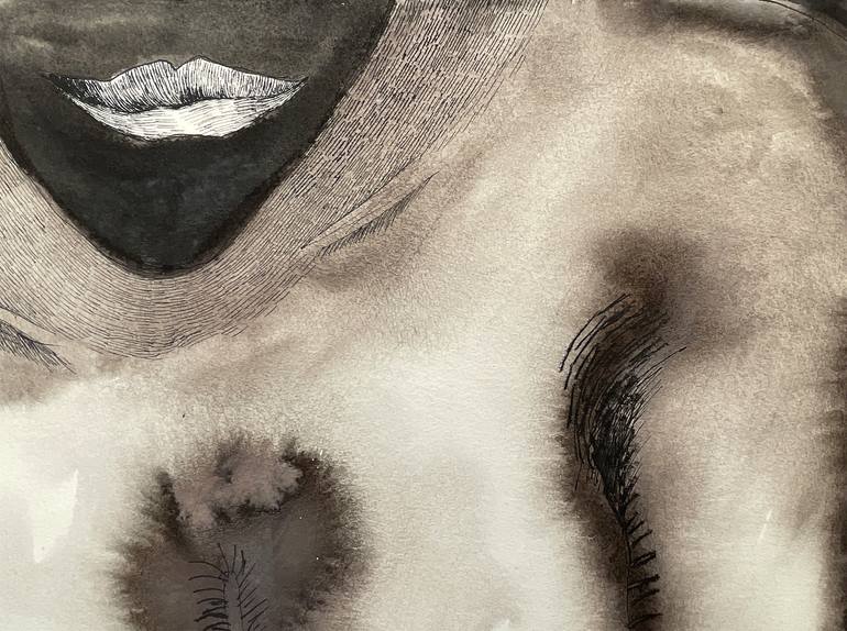 Original Figurative Nude Drawing by Jolanta Johnsson