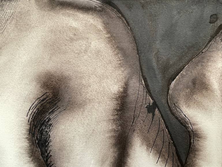 Original Figurative Nude Drawing by Jolanta Johnsson
