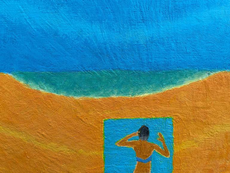 Original Figurative Beach Painting by Jolanta Johnsson