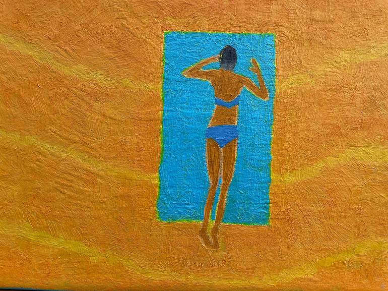 Original Figurative Beach Painting by Jolanta Johnsson