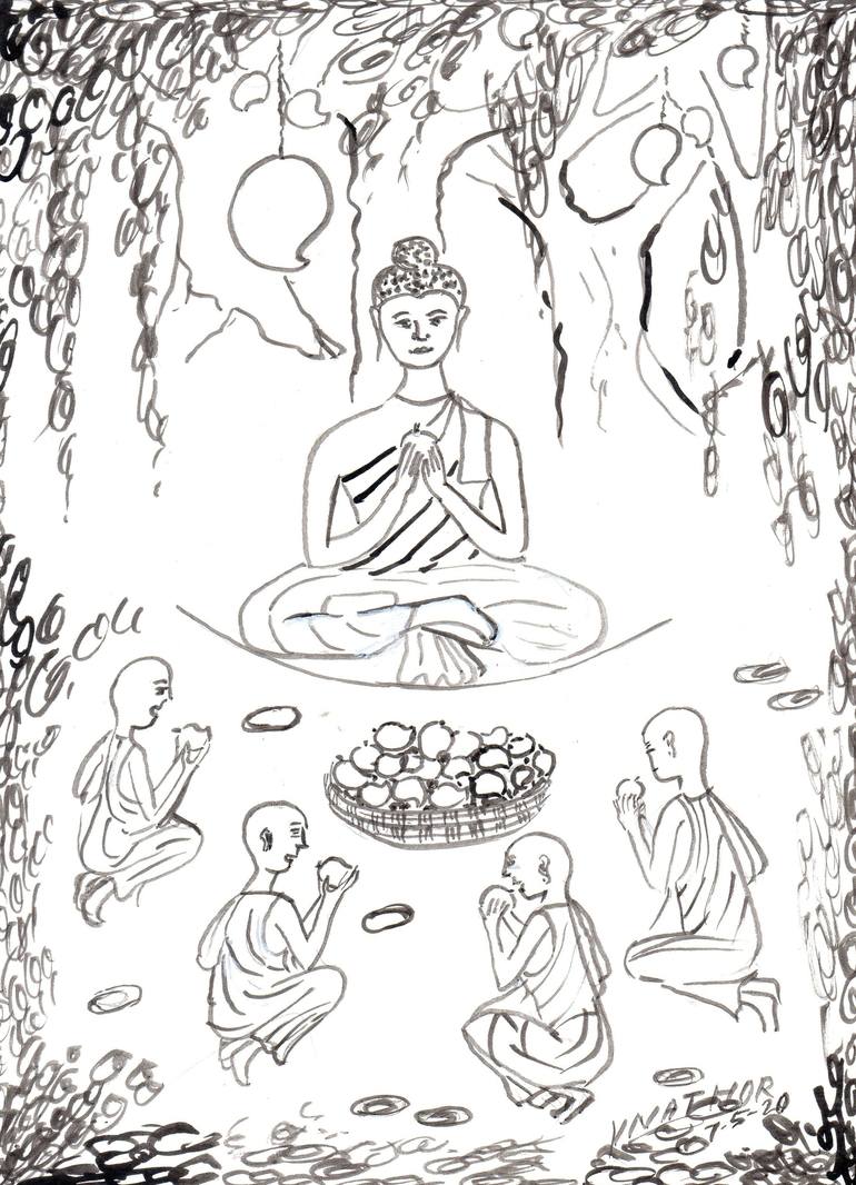 Lord Buddha stories Drawing by vanadev athor | Saatchi Art