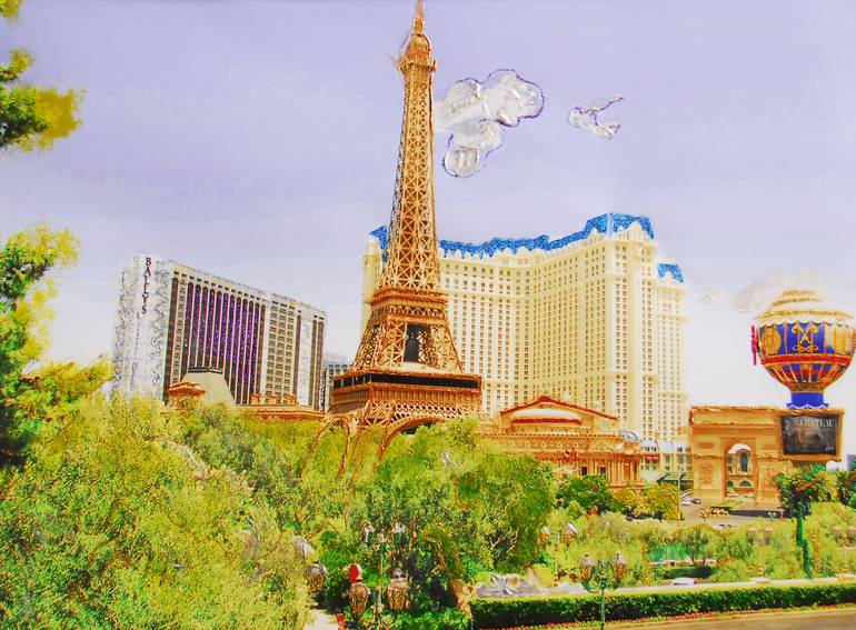 Paris Casino Sign and Eiffel Tower in the Afternoon Acrylic Print