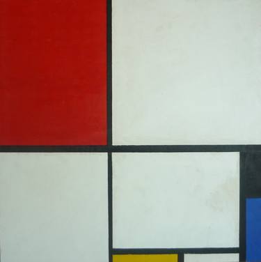 Piet Mondrian, Komposition mit Rot, Schwarz, Blau und Gelb, 1928.  Some cracks in the white areas, tracks and dust stains, overall condition good thumb