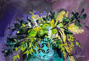 Original Abstract Floral Paintings by Maka Zedelashvili