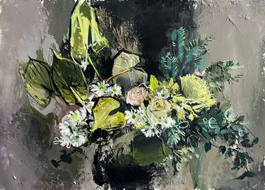 Original Abstract Expressionism Floral Paintings by Maka Zedelashvili