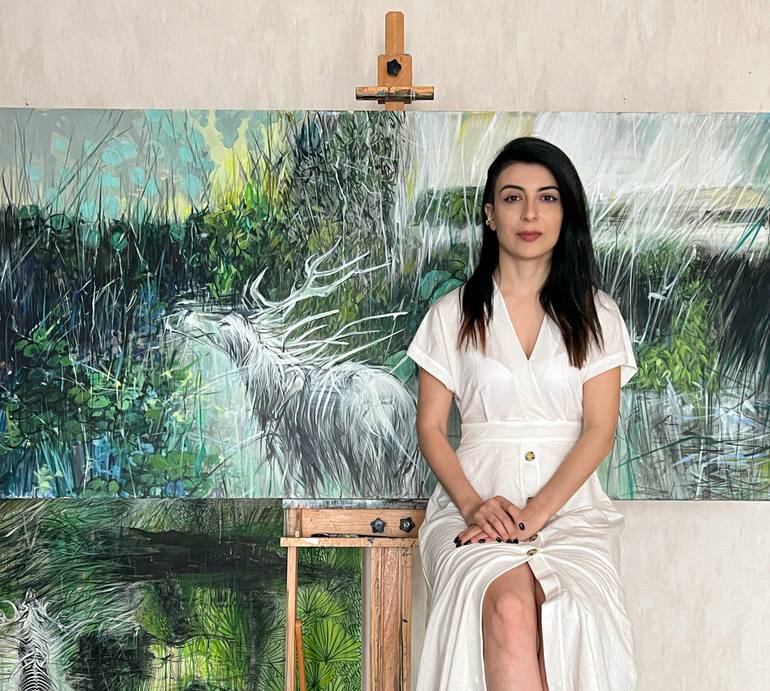 Original Abstract Expressionism Animal Painting by Maka Zedelashvili