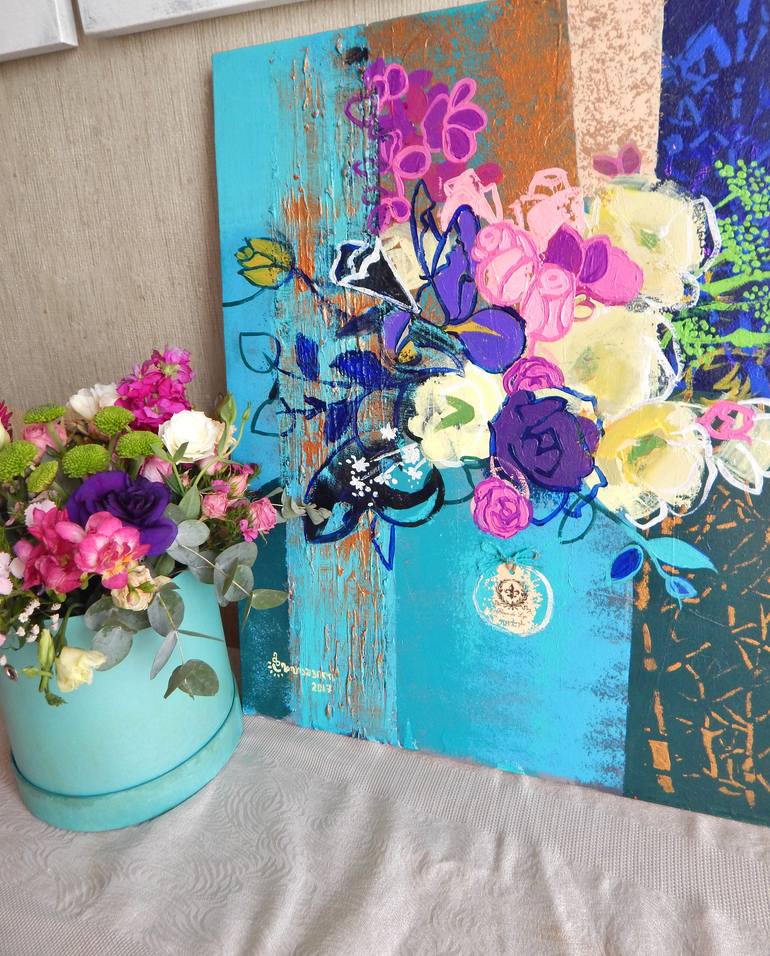 Original Floral Painting by Maka Zedelashvili