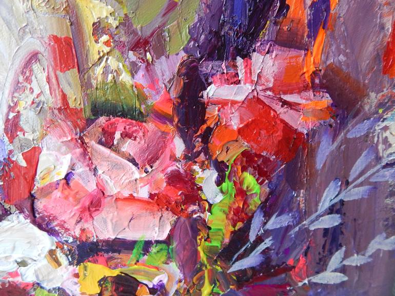 Original Abstract Floral Painting by Maka Zedelashvili