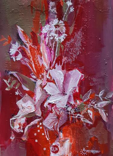 Original Abstract Floral Paintings by Maka Zedelashvili